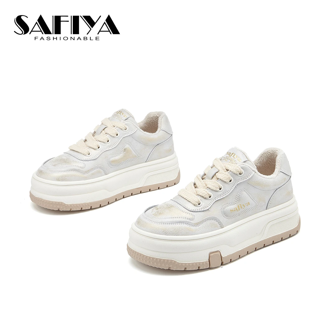 索菲娅Safiya2024冬季新款低帮系带圆头时尚休闲鞋板鞋SF44112A33
