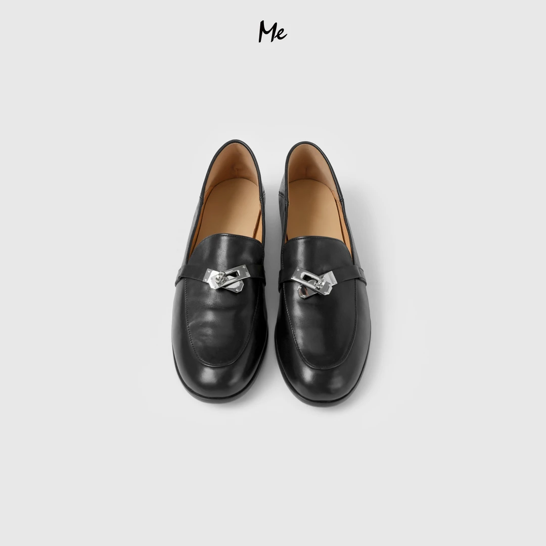 ME【H真皮凯莉扣乐福鞋】奢牌造型TOGO牛皮时尚百搭鞋子MESS6961