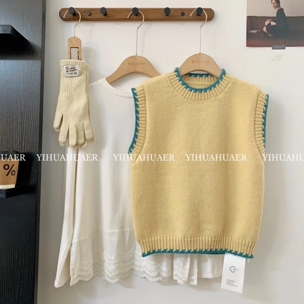 【自愈黄包】东大门韩国原单休闲宽松显瘦百搭马甲2066