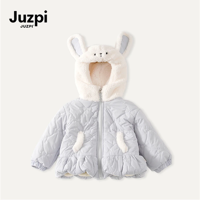 橘止皮·女童兔子帽子连帽棉衣外套2025秋冬新款棉服QW259726