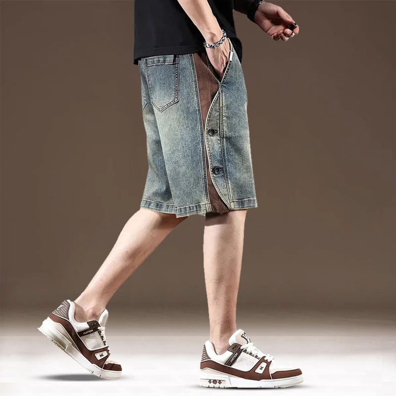 法国Cebrodz复古牛仔短裤夏季新款宽松重磅五分裤男款高级感男装