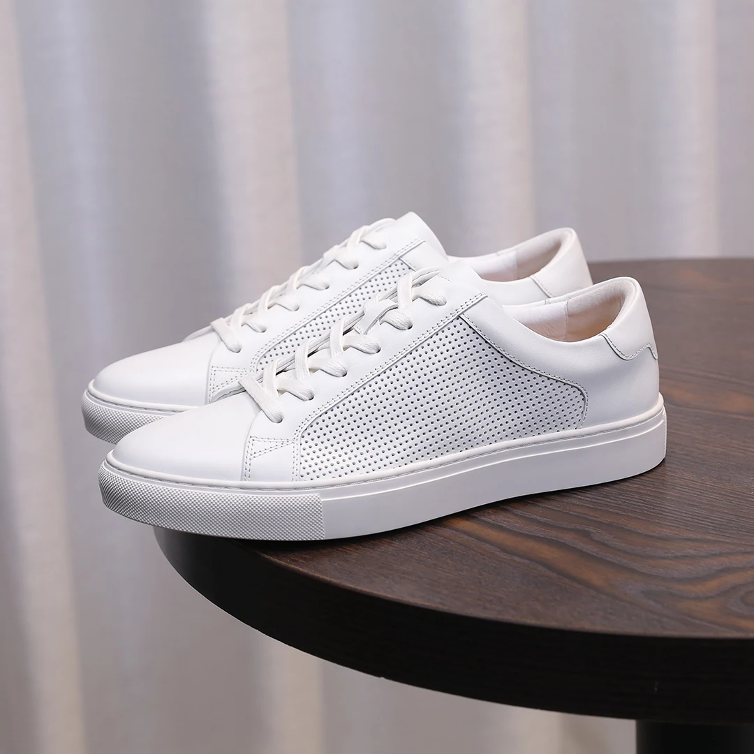打孔小白鞋 夏季透气头层牛皮制作