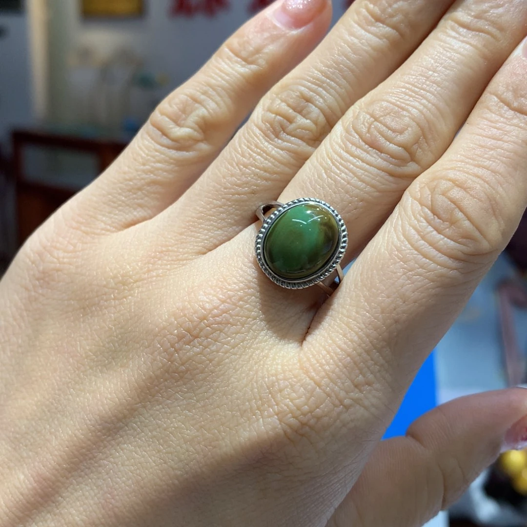 绿松石戒指银S925镶嵌