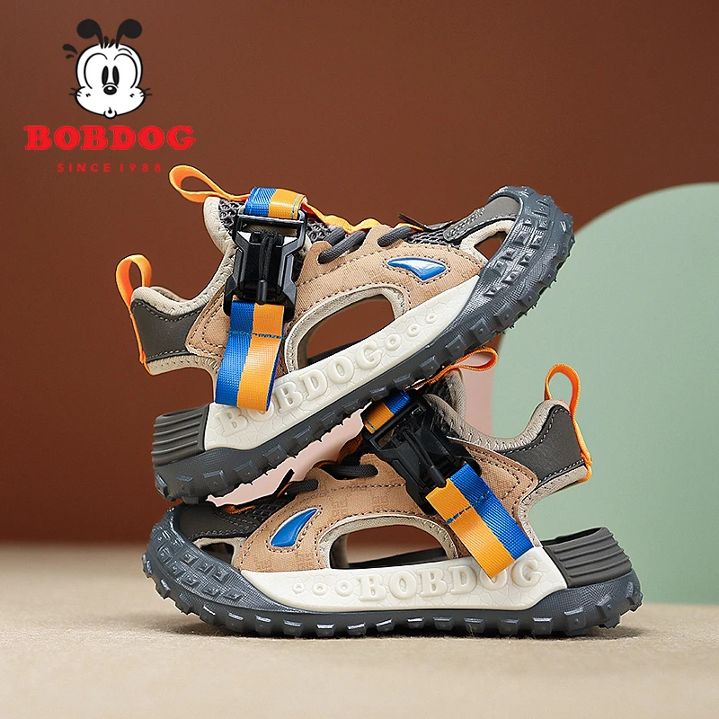 巴布豆男童凉鞋夏季2025新款防撞包头时尚软底防滑耐磨儿童框子鞋