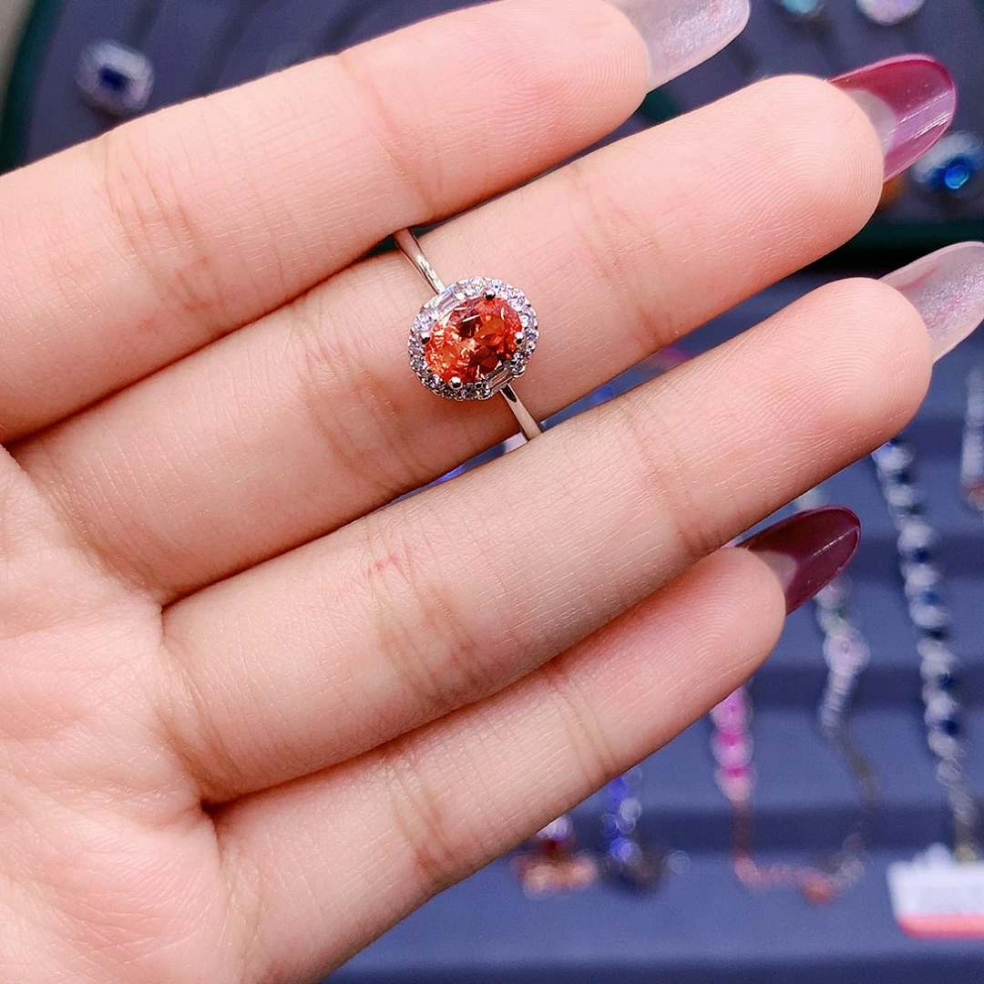 彩色蓝宝石戒指银S925镶嵌