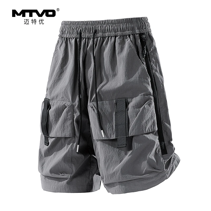 冰丝凉感短裤男款夏季工装百搭大口袋休闲裤运动直筒短裤时尚潮流