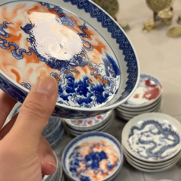 瓷片帆红醒狮大胡乘景德镇