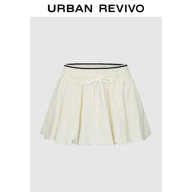 【春嬉游园】UR2025新款欧若风木耳边超宽松花苞半裙UYU550034