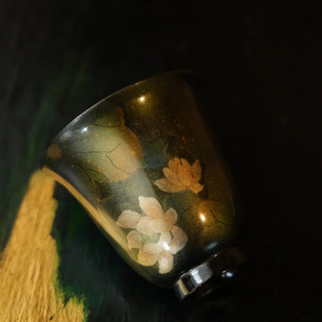 【雲梦】大漆彩荷品茗杯