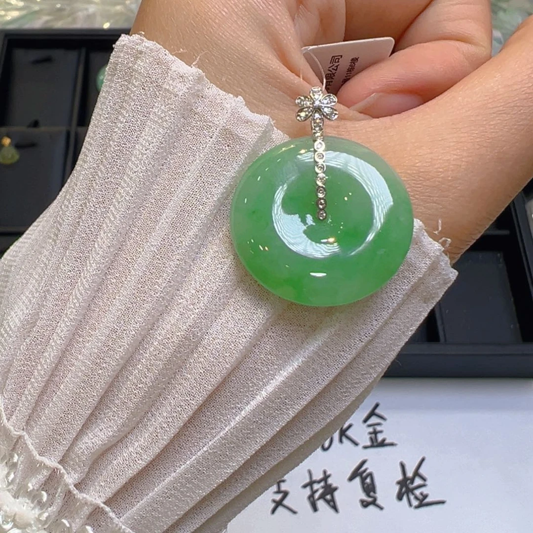 翡翠18K金镶嵌吊坠(不含链)