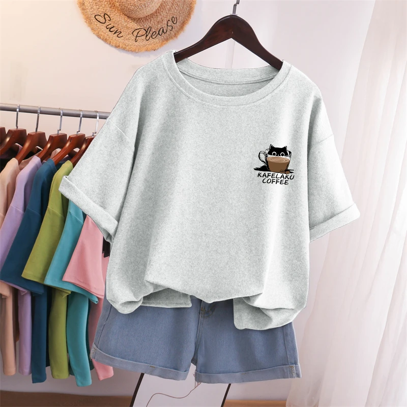 宽松oversize大码纯棉圆领短袖t恤女装2025年新款夏季显瘦上衣服