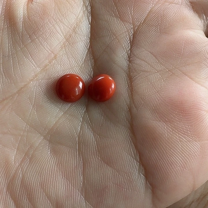 南红玛瑙未镶嵌耳钉蛋面7.3x2.8