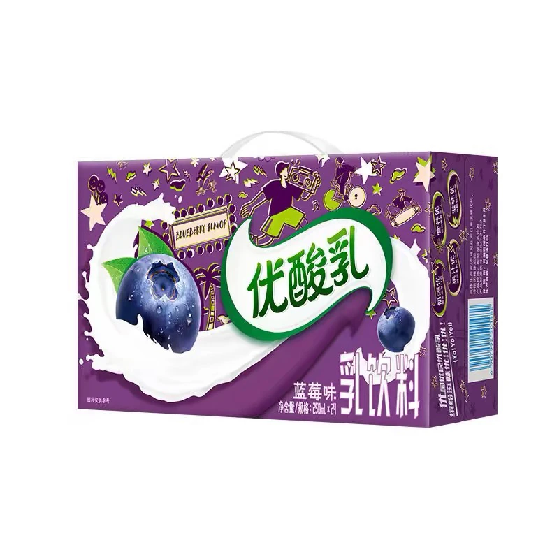 1月优酸乳含乳饮料蓝莓味 250ml*24早餐必备营养奶