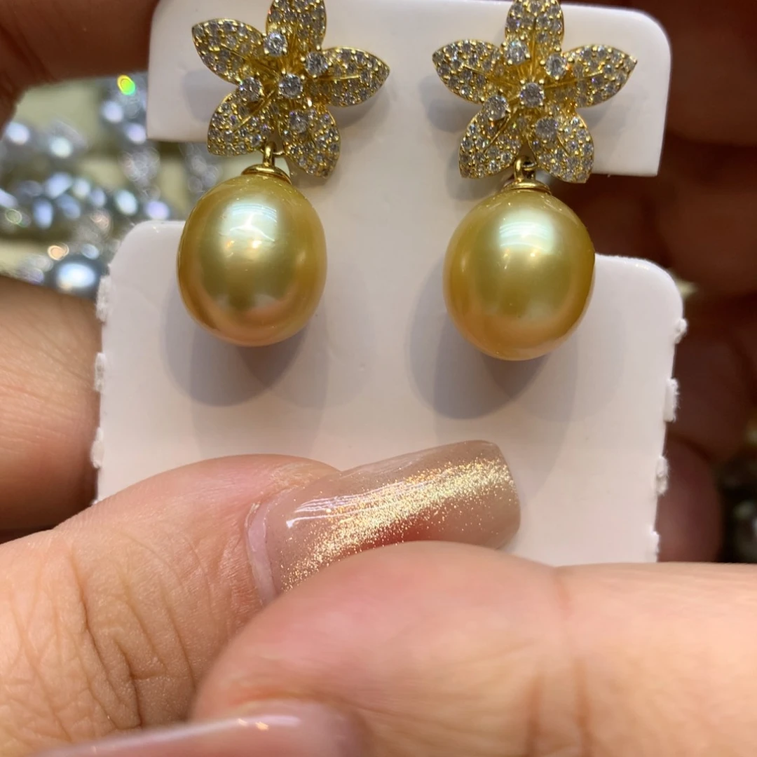 银S925镶嵌耳饰海水珍珠