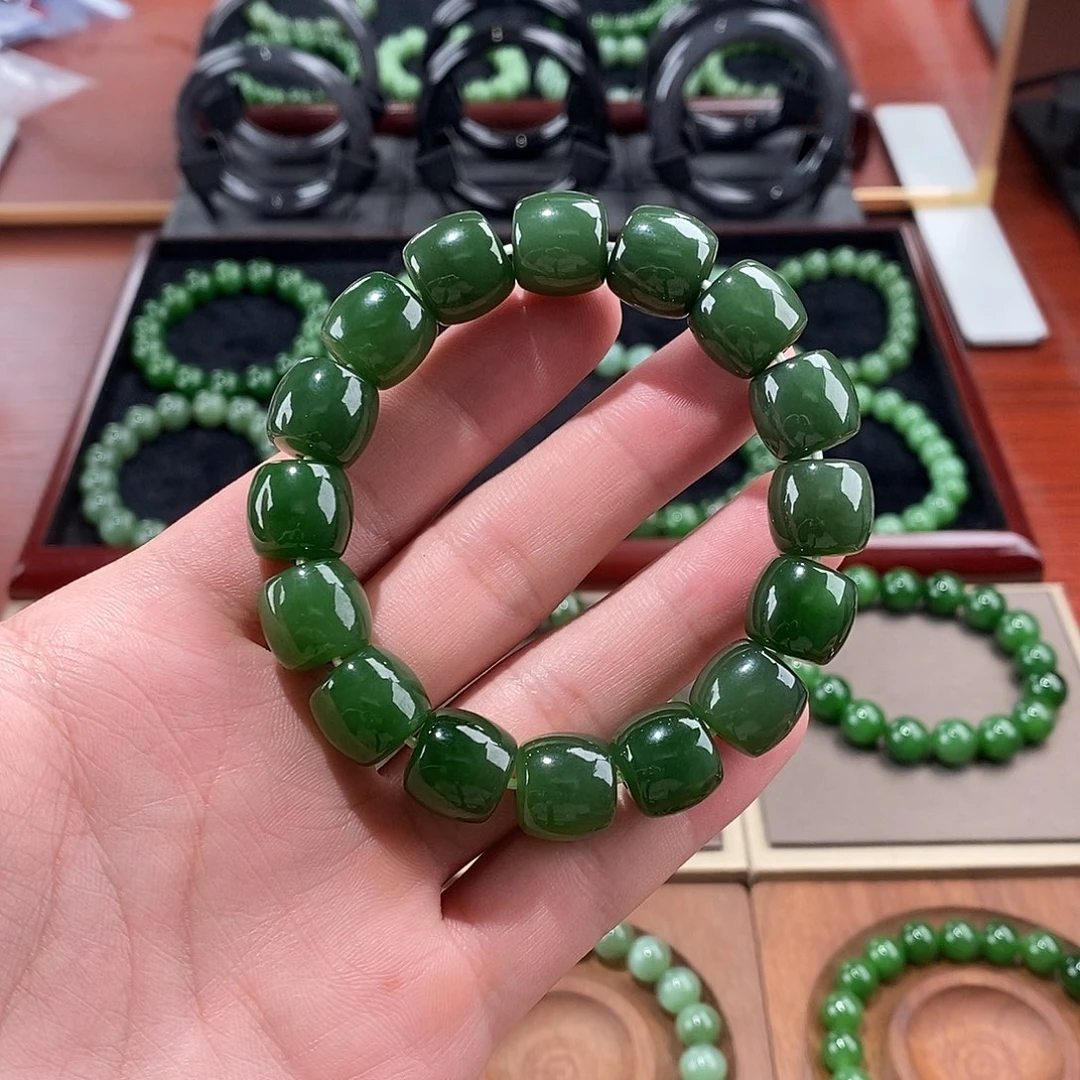 手串未镶嵌和田玉（碧玉）俄碧直切手串5号