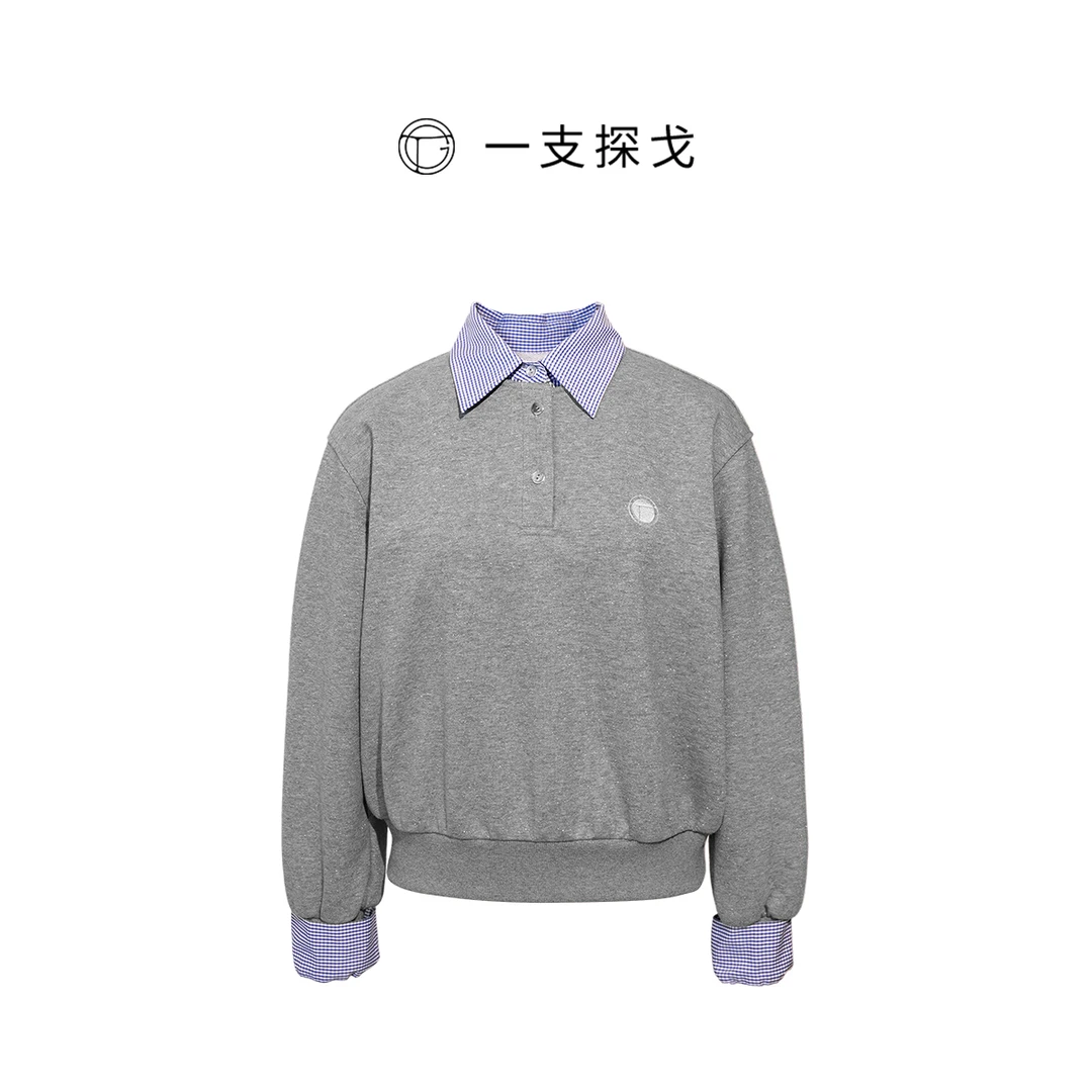 一支探戈丨小个子极简 爆品返场MIU风假两件学院风卫衣2517006