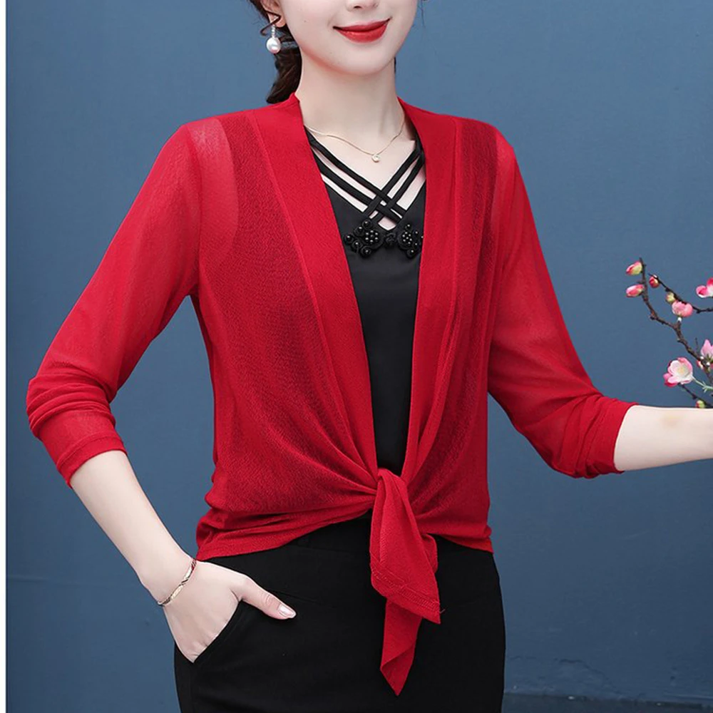2025夏季防晒披肩时尚洋气开衫显瘦遮肚小外套中老年女装