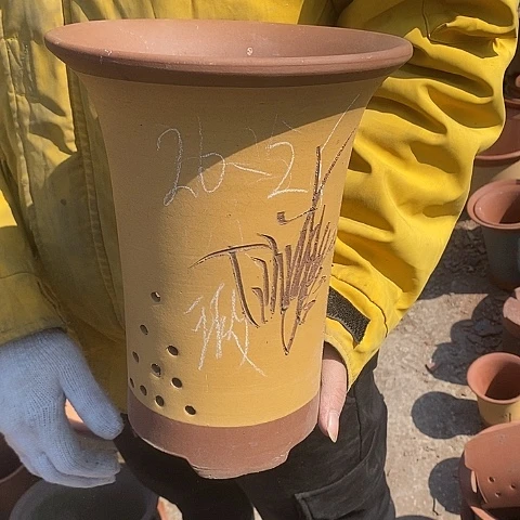 紫砂中国宜兴紫砂花，