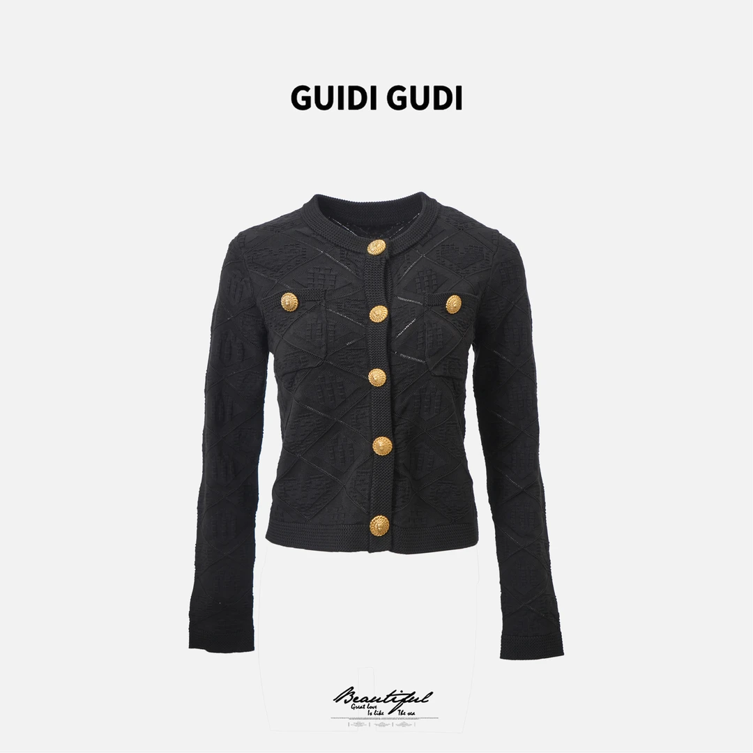 GUIDI GUDI【挚友】气质百搭时尚长袖上衣外套/黄加蓝