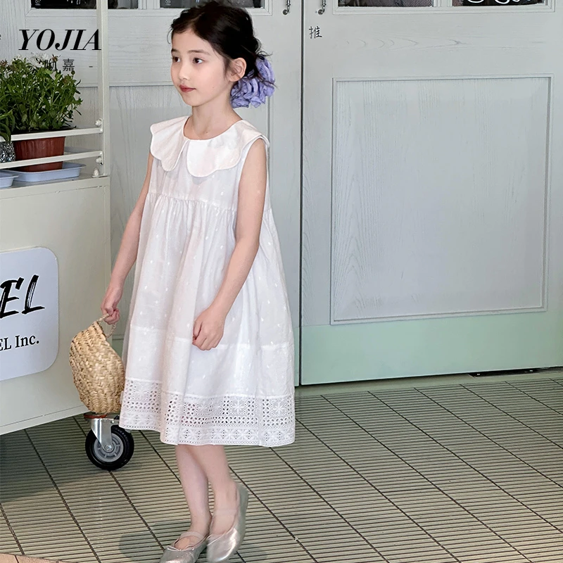 YOJIA【白芷棉香】女童连衣裙夏装2025新款超仙公主裙无袖女童裙子