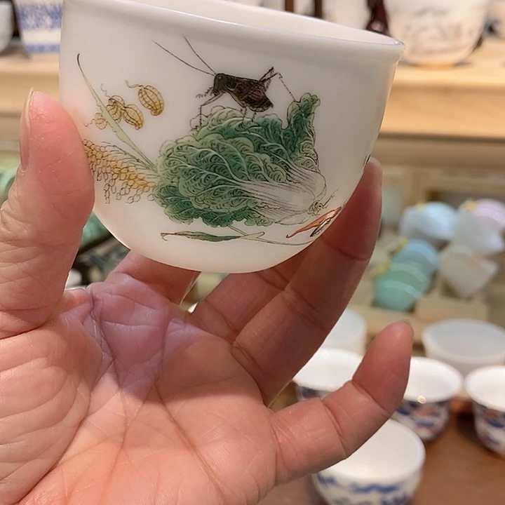 羊脂白玉主人杯瓷器