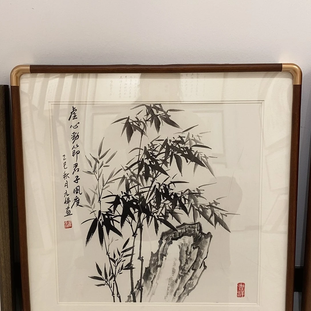 书法竹子实木装裱50cm