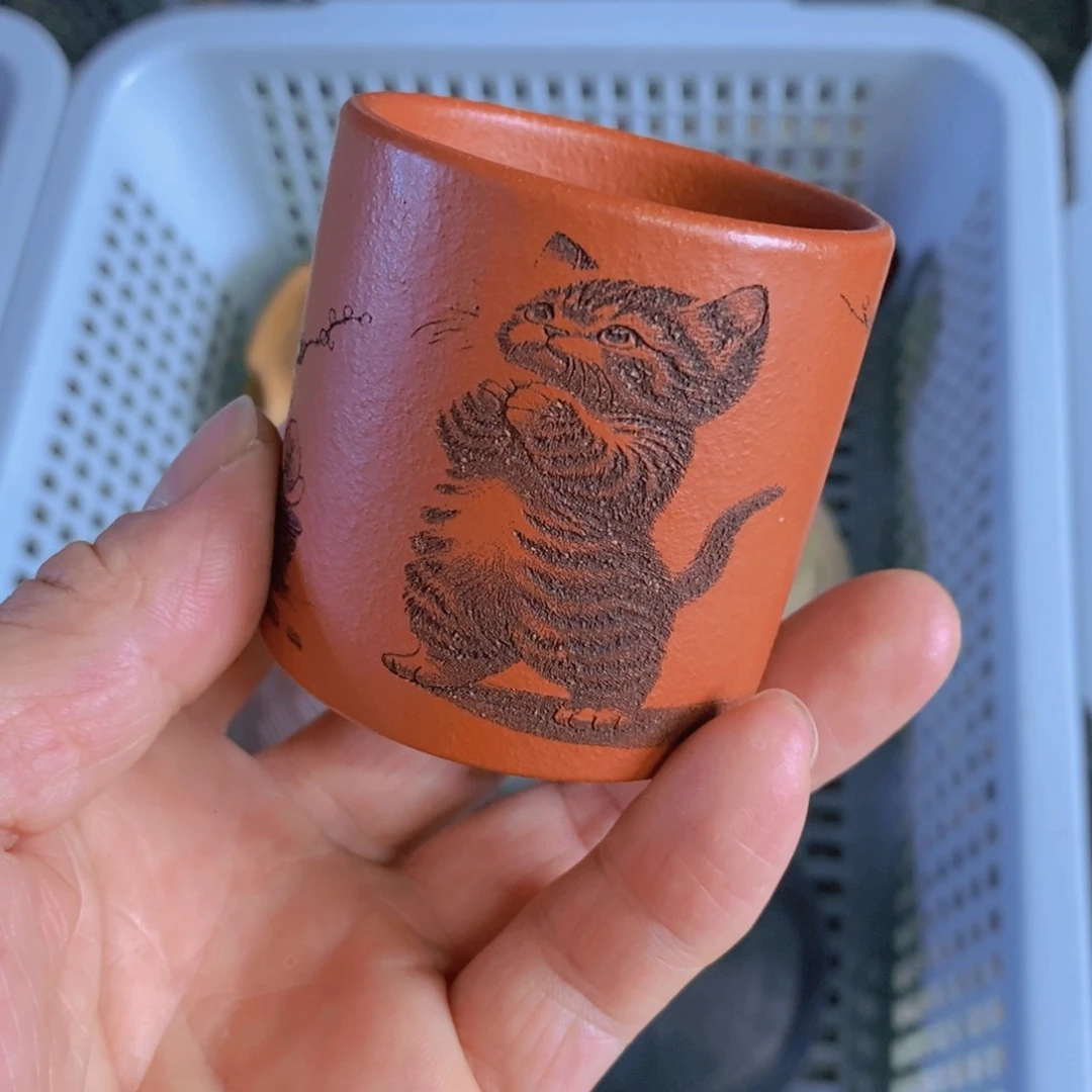 茶杯绿泥紫砂紫砂