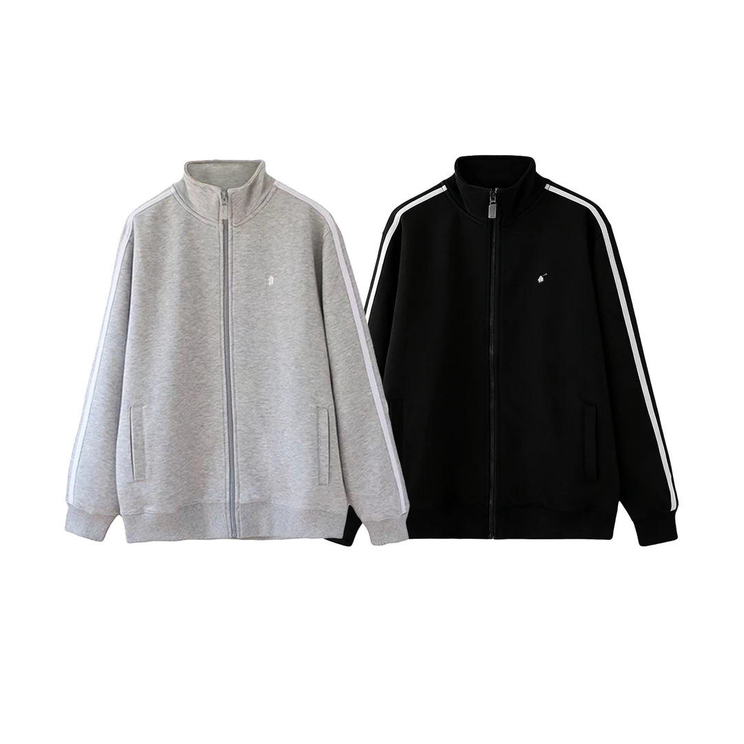 【三条杠开衫】刺绣款2025秋冬男女同款重磅潮流棉拉链加绒开衫-H11