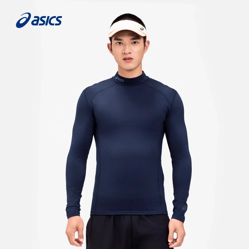 ASICS亚瑟士男式半高领抓绒长袖紧身衣弹力舒适运动T恤