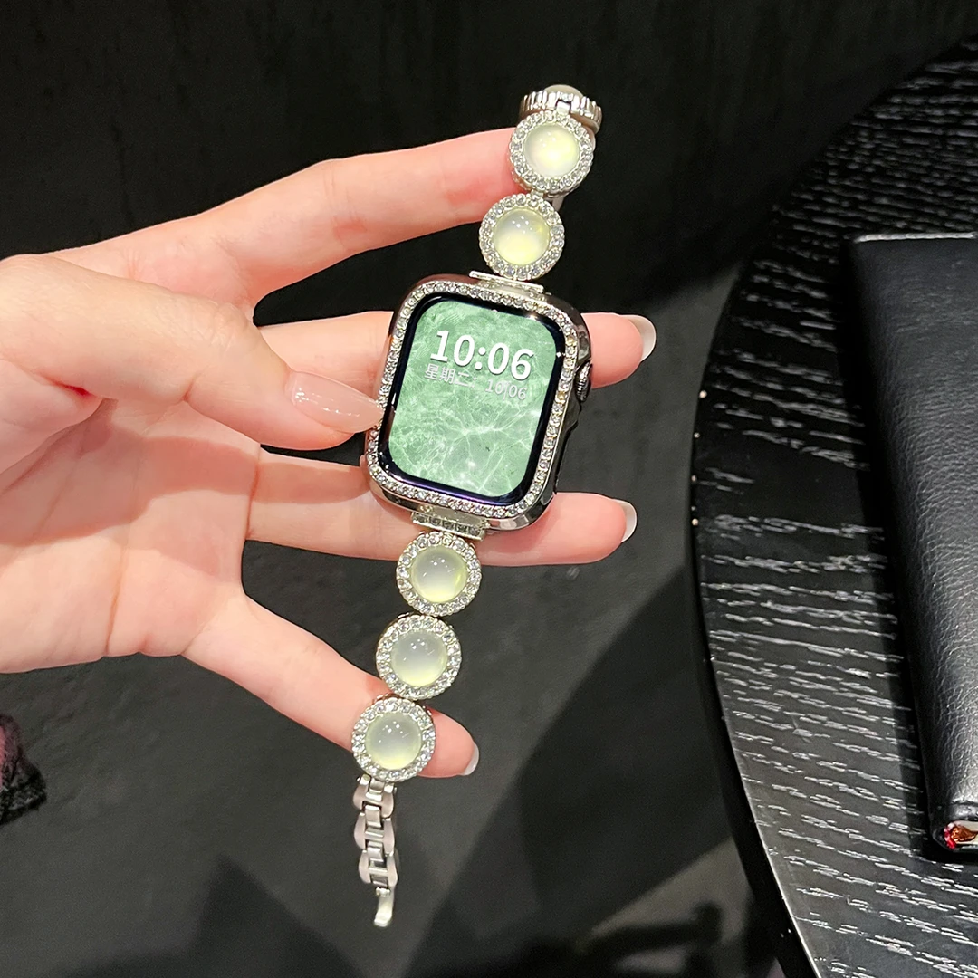玻璃珠镶钻适用iwatch手表表带S11applewatch苹果手表S10/9/8腕带