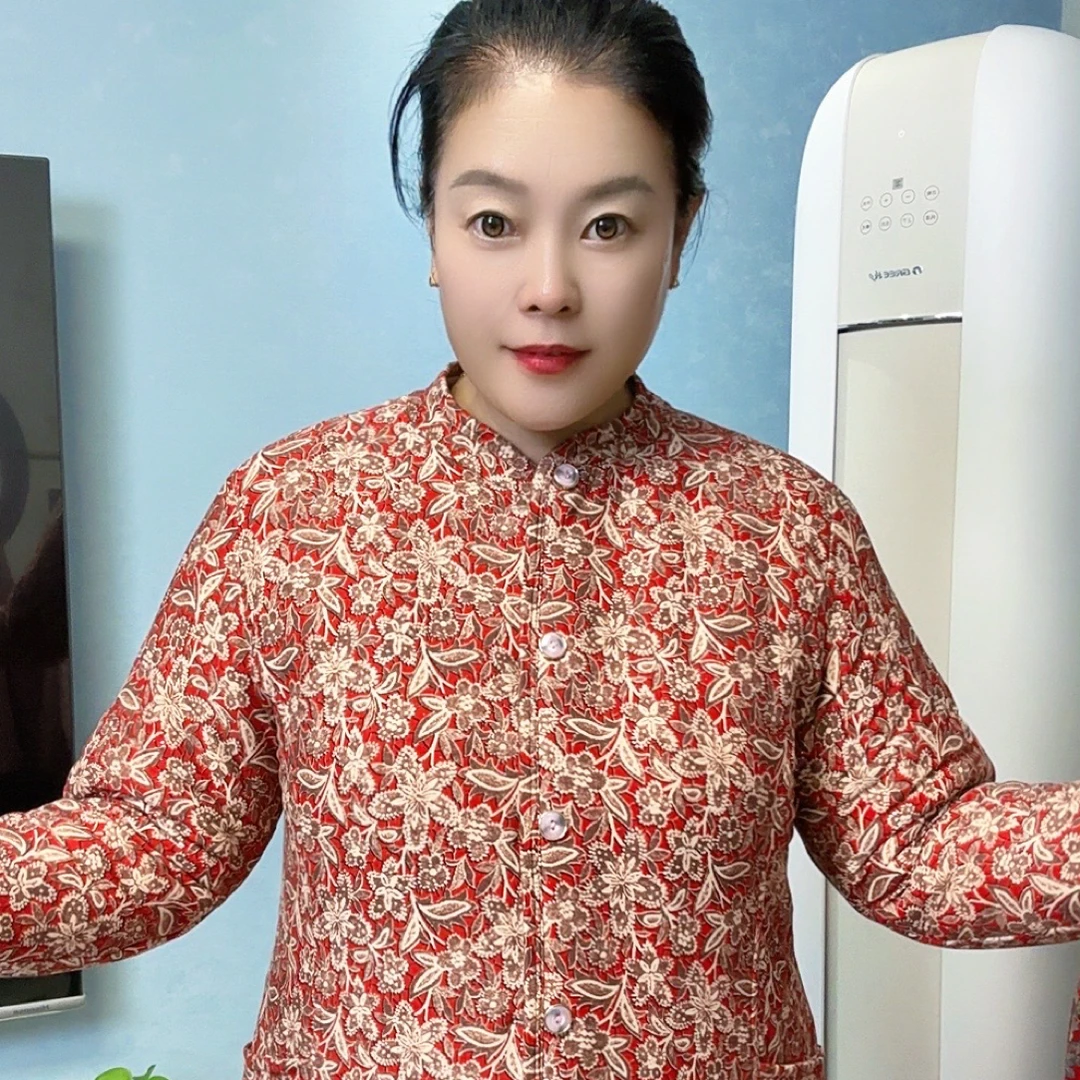 冬季新款加绒加厚仿兔毛大贴片中式立领碎花大弹力棉服保暖