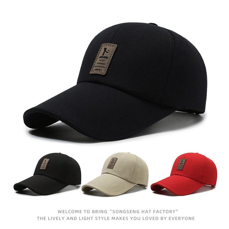春夏棒球帽男士加长檐帆布鸭舌帽户外防晒大檐帽子