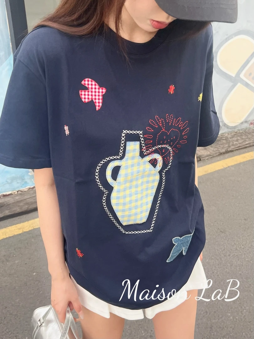 solkatt花瓶贴布短袖