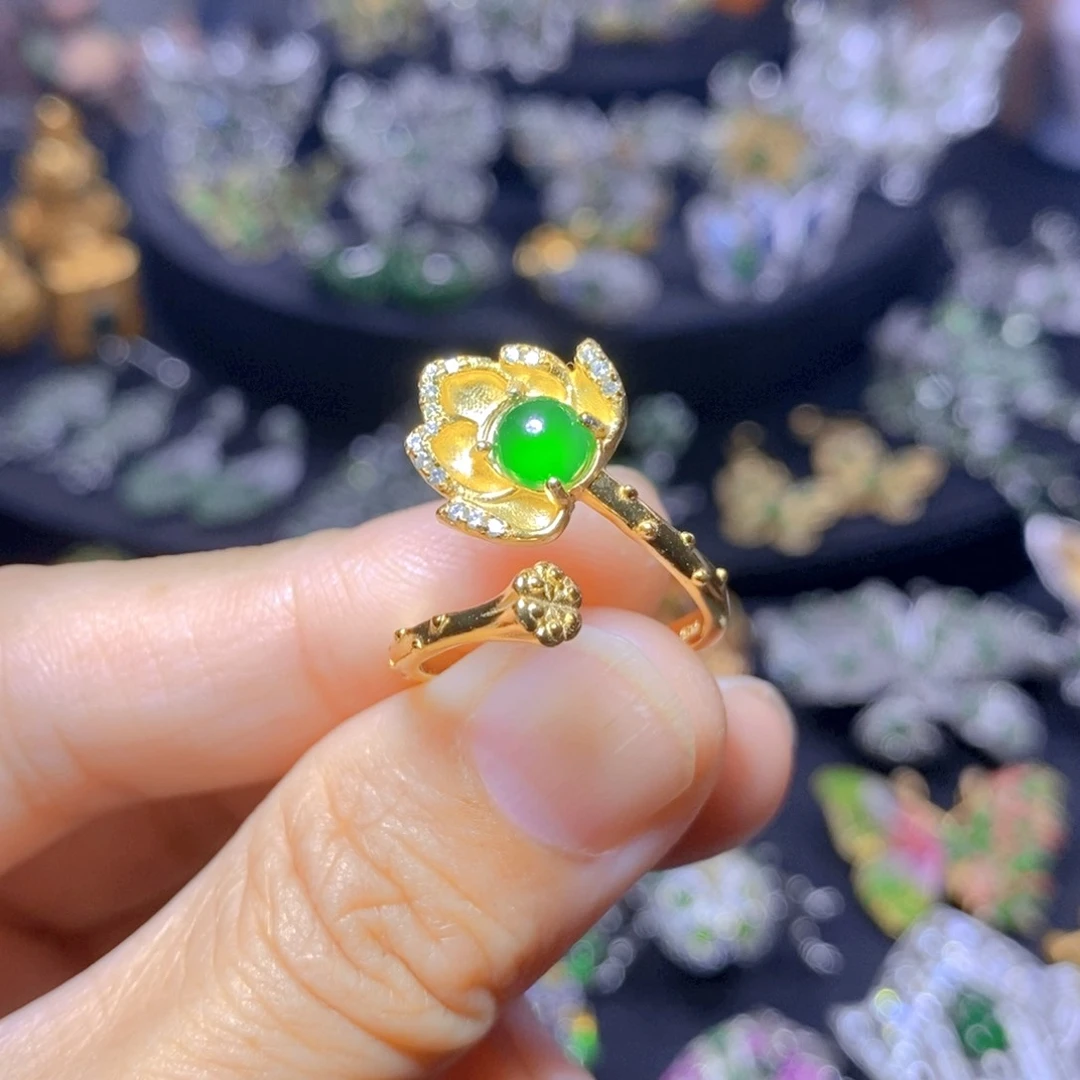 翡翠银S925镶嵌吊坠(不含链)天然翡翠