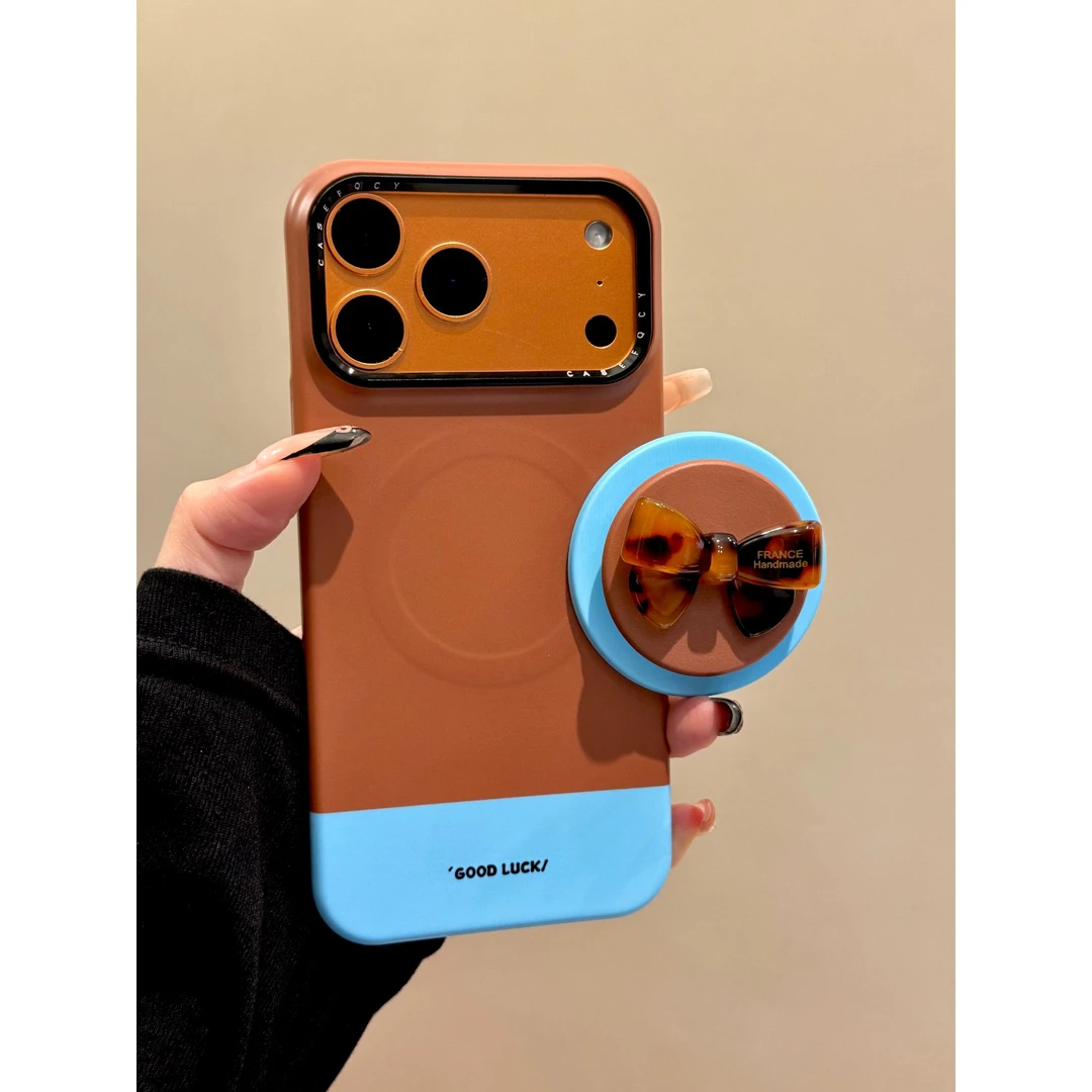 适用苹果iphone17promax韩系撞色16pro磁吸15支架14ins创意手机壳