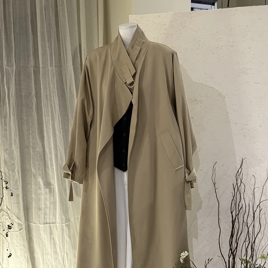 韩系时尚2025高级大牌感经典款长风衣外套女新款时尚洋气百搭女装