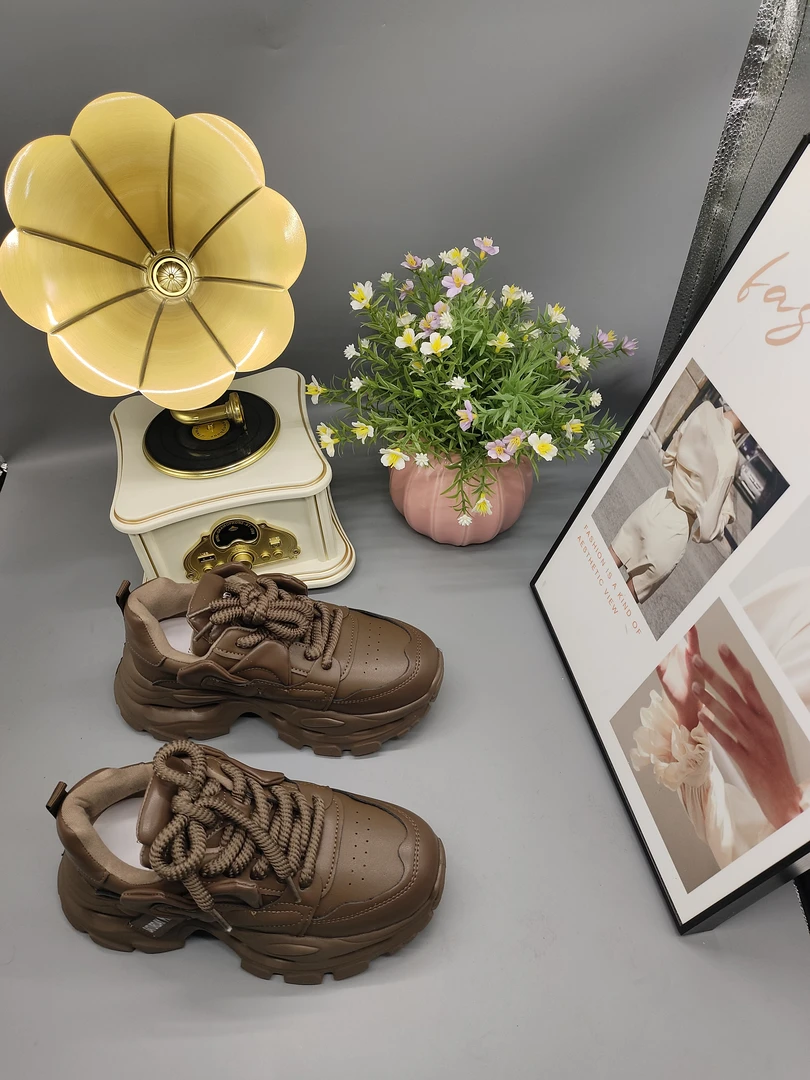 冬季加绒老爹鞋女松糕厚底小个子增高百搭真皮运动休闲鞋12E47