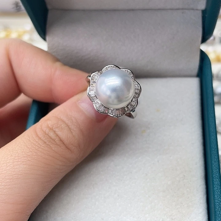 海水珍珠戒指银S925镶嵌