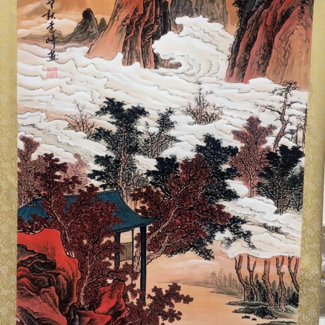国画手绘带装裱和运险w