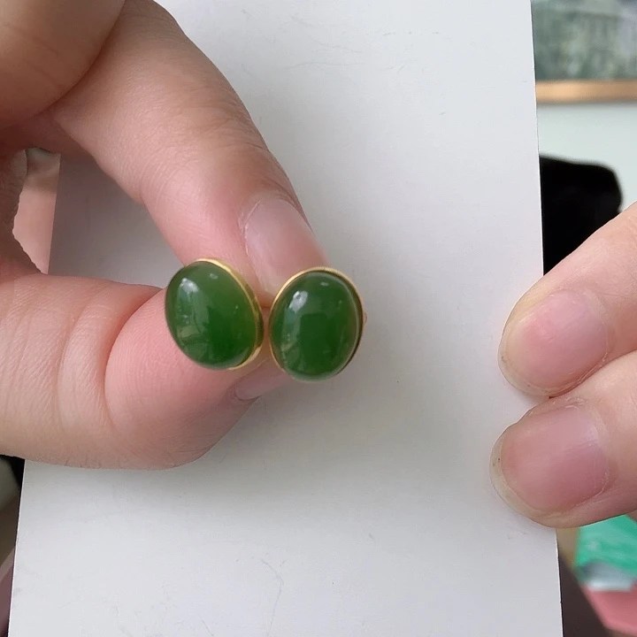 和田玉18K金镶嵌颈饰耳钉荣倩