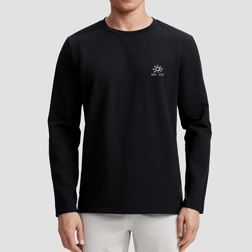 凯家男装透气速干舒适运动纯棉T恤长袖休闲圆领