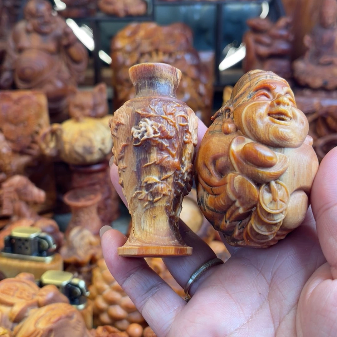 松木（琥珀木）其他瑕花瓶，财神