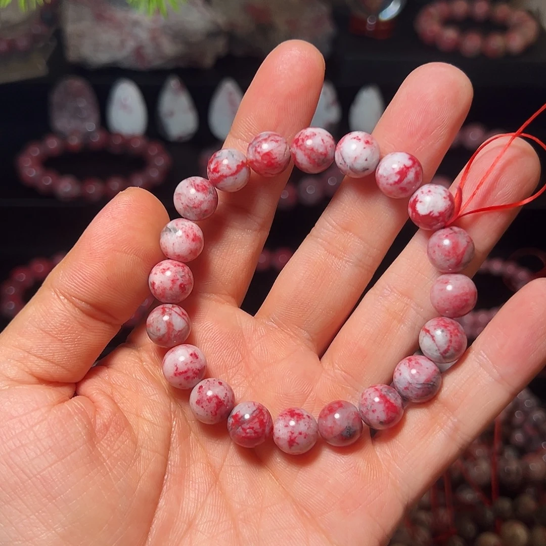 洋***~天然辰砂原石玉化手串