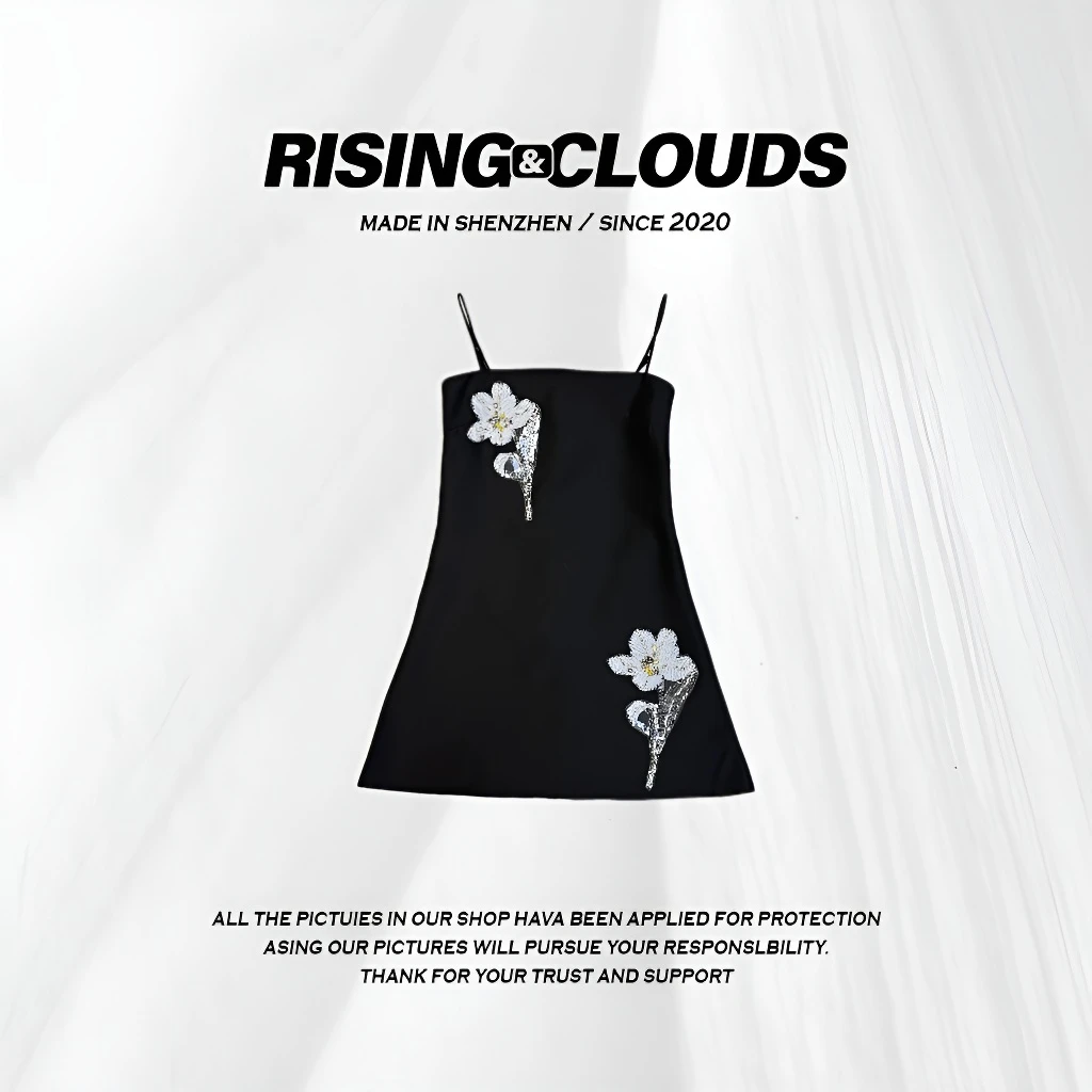 莎莎【春雾】舒适显瘦吊带一枝花早春连衣裙120348