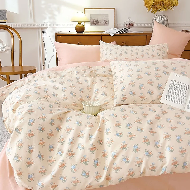 LOLAER春季全棉四件套2025新款四季通用纯棉法式田园风套件