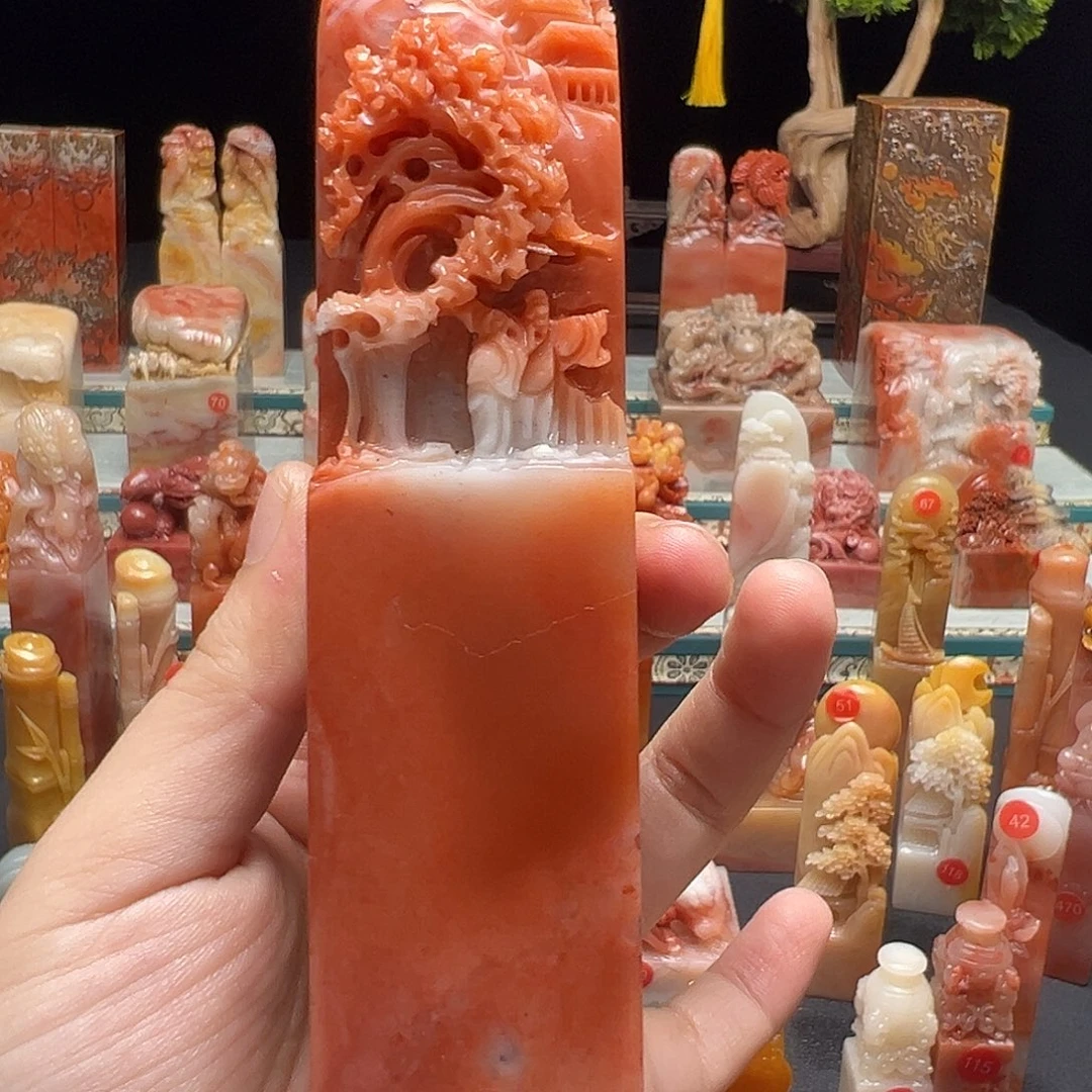 了***尊寿山石印石手工制作