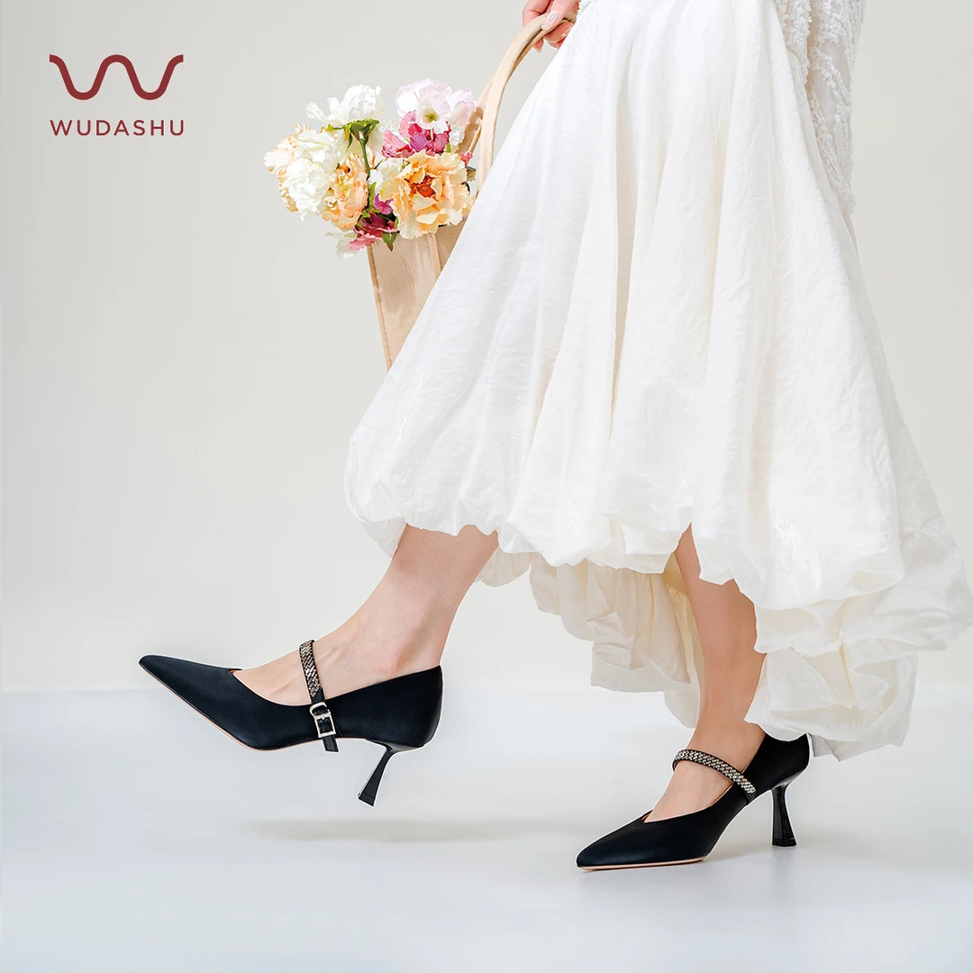 【WUDASHU护趾棉】时尚一字带女鞋尖头高奢感女鞋细跟高跟鞋