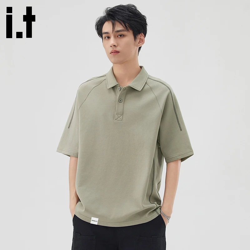 i.t:CHOCOOLATE短袖Polo衫男士2025新款夏季休闲宽松翻领t恤上衣
