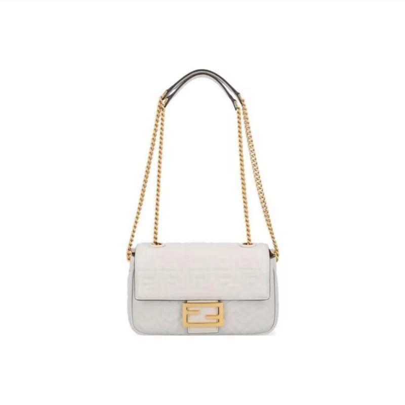 95新 FENDI/芬迪 【晶晶专属】Fendi法棍小号灰白包/JM9147