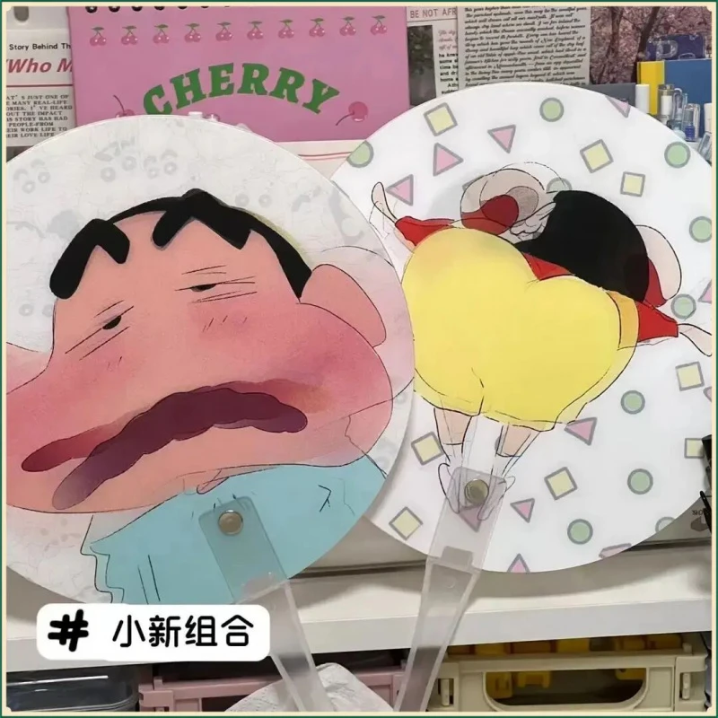 蜡笔小新搞怪扇子光栅创意扇卡通可爱夏季手持扇子便携创意圆扇HR